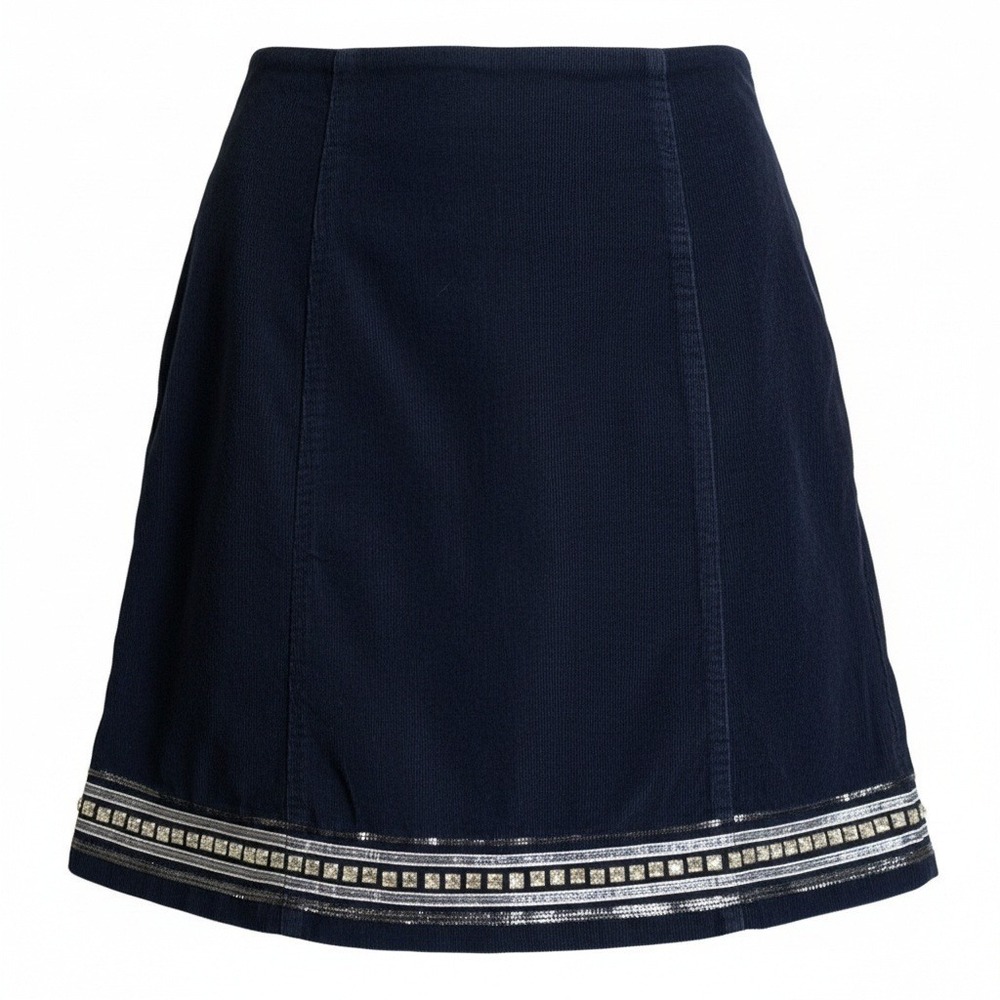 American Eagle Corduroy Skirt Womens 4 Navy Blue Sequin Stud Embellished Mini